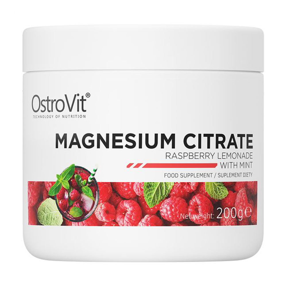 Цитрат магнію OstroVit Magnesium Citrate Малиновий лимонад з м'ятою, в порошку, 200 г